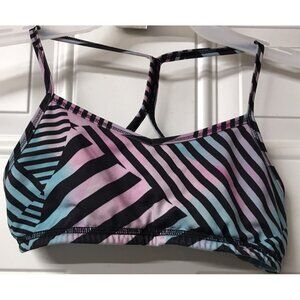 Ivivva by Lululemon Blue & Black Striped Drill Sports Bra Size 12 Power Y Back